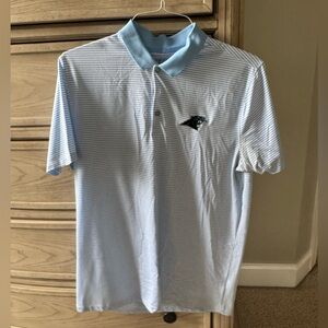 Men's Nike Golf Light Blue Striped Polo Shirt - Carolina Panthers